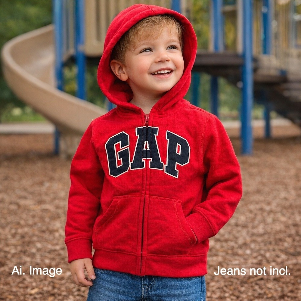 Baby Gap Logo Red Zip Hoodie Logo 5T NWT Classic Cozy Giftable Wardrobe Staple